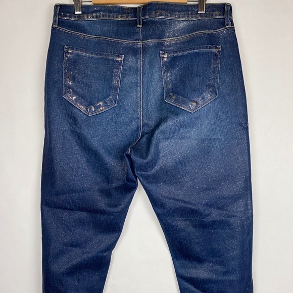 L’Agence El Matador Slim High Rise Cropped Gold Glitter Coated Jeans size 33 - Picture 6 of 11
